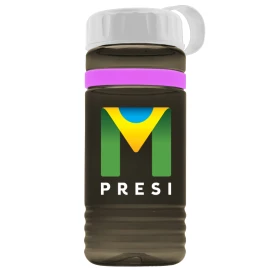 Product: 20 Oz. Transparent Groove Stripe Bottle w/Tethered Lid - Digital Imprint