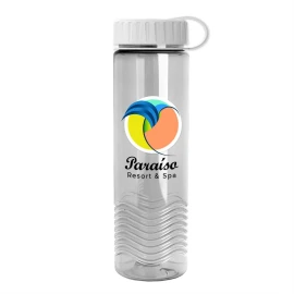 Product: 24 Oz. Transparent Wave Bottle w/Tethered Lid - Digital