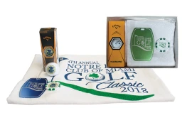 Product: Golf Tournament Towel Pack with Laser Engraved Bag Tag