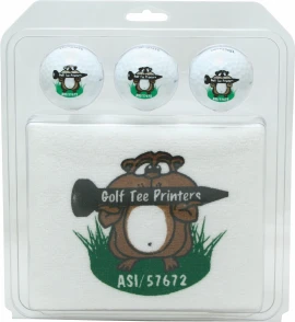 Product: Golf Tournament Gift Pack w/3 Plain White Golf Balls & 1 Golf Towel