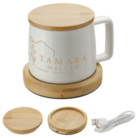Product: Bamboo Mug Warmer with 8 oz Ceramic Mug