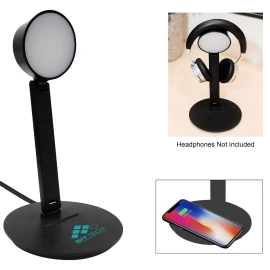 Product: Vanity Light Wireless Charger With Headphone Stand