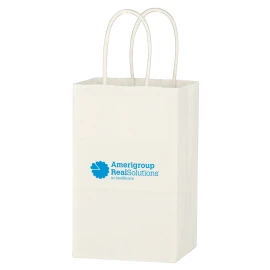 Product: Kraft Paper White Shopping Bag - 5-1/4" x 8-1/4"