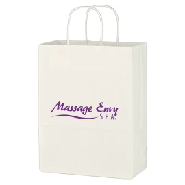 Product: Kraft Paper White Shopping Bag - 10" x 13"