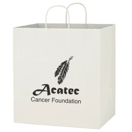 Product: Kraft Paper White Shopping Bag - 14" x 15"