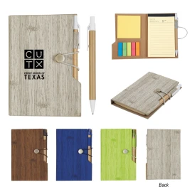 Product: Woodgrain Look Notebook With Sticky Notes And Flags