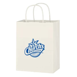 Product: Kraft Paper White Shopping Bag - 8" x 10-1/4"