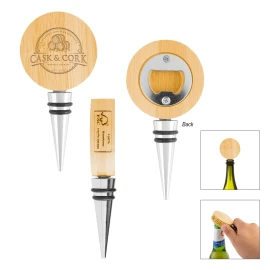 Product: Bamboo Wine Stopper With Bottle Opener