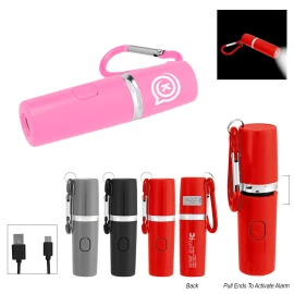 Product: Rechargeable Portable Alarm And Flashlight With Carabiner Attachment