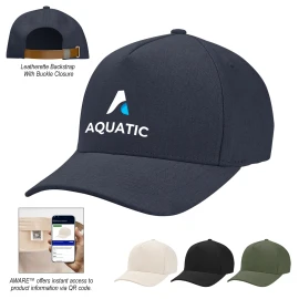 Product: AWARE™ Recycled Cotton Cap with Leatherette Backstrap