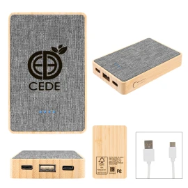 Product: 5000 mAh Bamboo & Recycled Fabric Power Bank