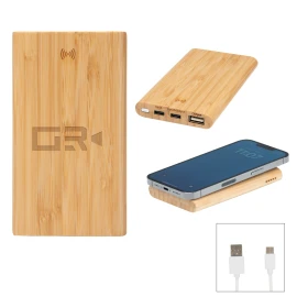 Product: 5000 mAh Bamboo Power Bank & 10W Wireless Charger