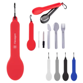 Product: Travel Utensil Set With Silicone Holder
