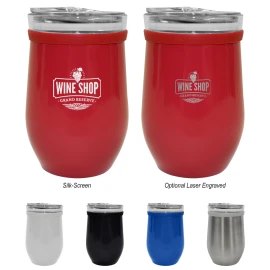 Product: 8 Oz. Glass And Stainless Steel Wine Tumbler