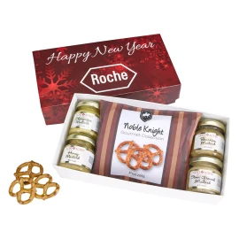 Product: Gourmet Mustard Set With Pretzels In Gift Box