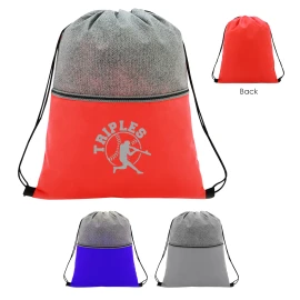 Product: Color Basics Heathered Non-Woven Drawstring Bag