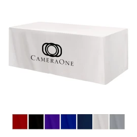 Product: Fitted Poly/Cotton 4-sided Table Cover - Fits 8' Standard Table