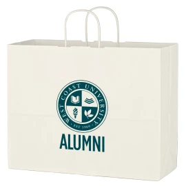 Product: Kraft Paper White Shopping Bag - 16" x 12-1/2"