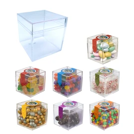 Product: Cube Shaped Acrylic Container With Candy