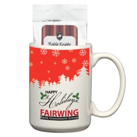 Product: 15 Oz. Full Color Mug with Two Packs of Hot Cocoa