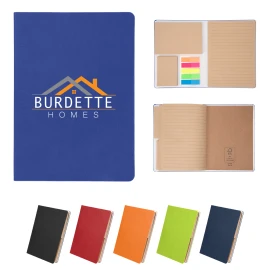 Product: Theo Recycled PU Notebook With Kraft Paper and Sticky Notes