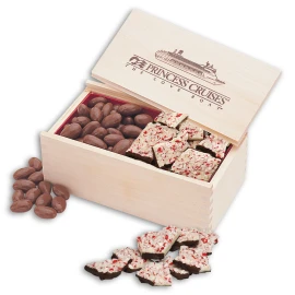 Product: Wooden Collector's Box w/Peppermint Bark & Chocolate Almonds