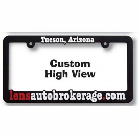 Product: Custom High View (HV) Raised Copy Plastic License Plate Frame