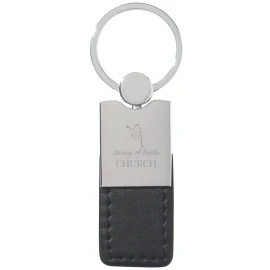 Product: Metal/Simulated Leather Key Tag