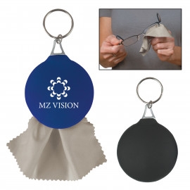 Product: Rubber Key Chain With Micro Fiber Cleaning Cloth