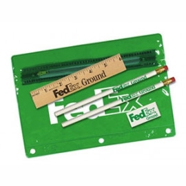 Product: Premium Translucent Pouch School Kit w/ 2 Pencils, 6" Ruler & Eraser