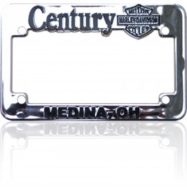 Product: Chrome Motorcycle License Plate Frame with Raised Letters
