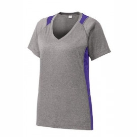 Product: Sport-Tek® Ladies Heather Colorblock Contender V-Neck Tee