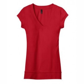 Product: District® - Juniors Cotton/Spandex Banded V-Neck Tee