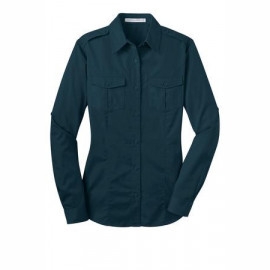 Product: Port Authority® Ladies Stain-Resistant Roll Sleeve Twill Shirt