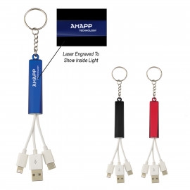 Product: 3-IN-1 LIGHT UP CHARGING CABLES ON KEY RING