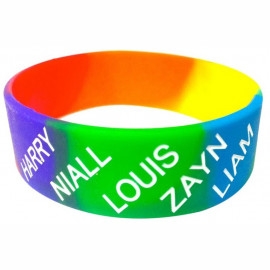 Product: 1" Rainbow Screen Print Silicone Wristband