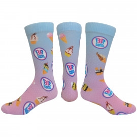 Product: Flat Knit Dress Sock w/DTG Printing