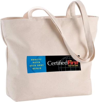 Zippered 12oz Cotton Canvas Shopper Tote
