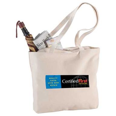 Zippered 12oz Cotton Canvas Shopper Tote