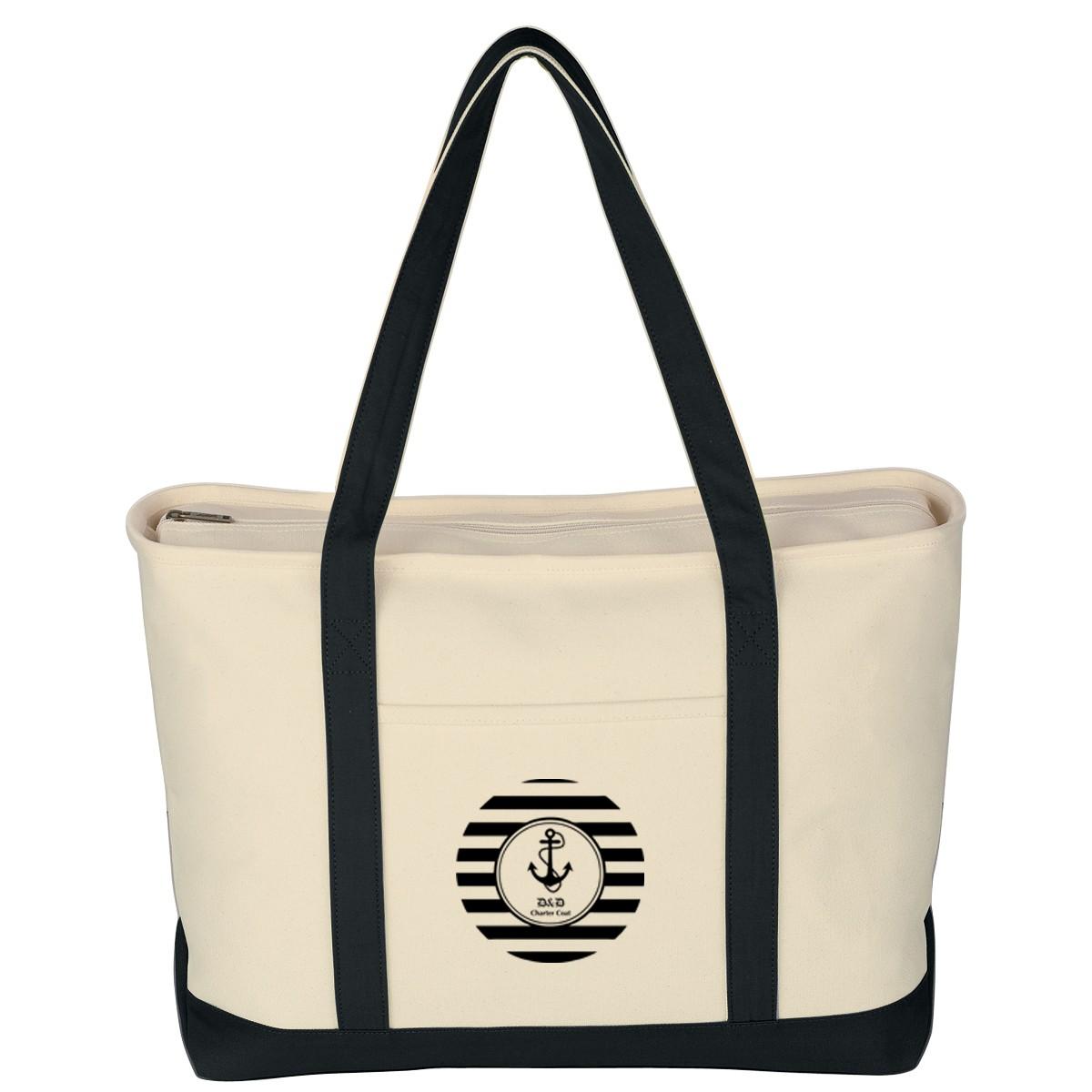 LARGE HEAVY COTTON CANVAS BOAT TOTE BAG