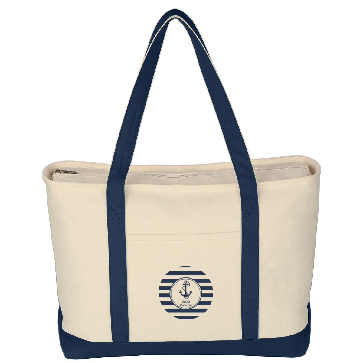 LARGE HEAVY COTTON CANVAS BOAT TOTE BAG