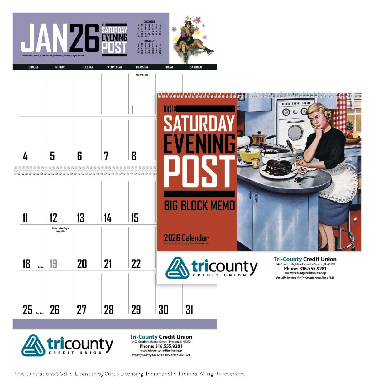 The Saturday Evening Post Big Block Memo Calendar