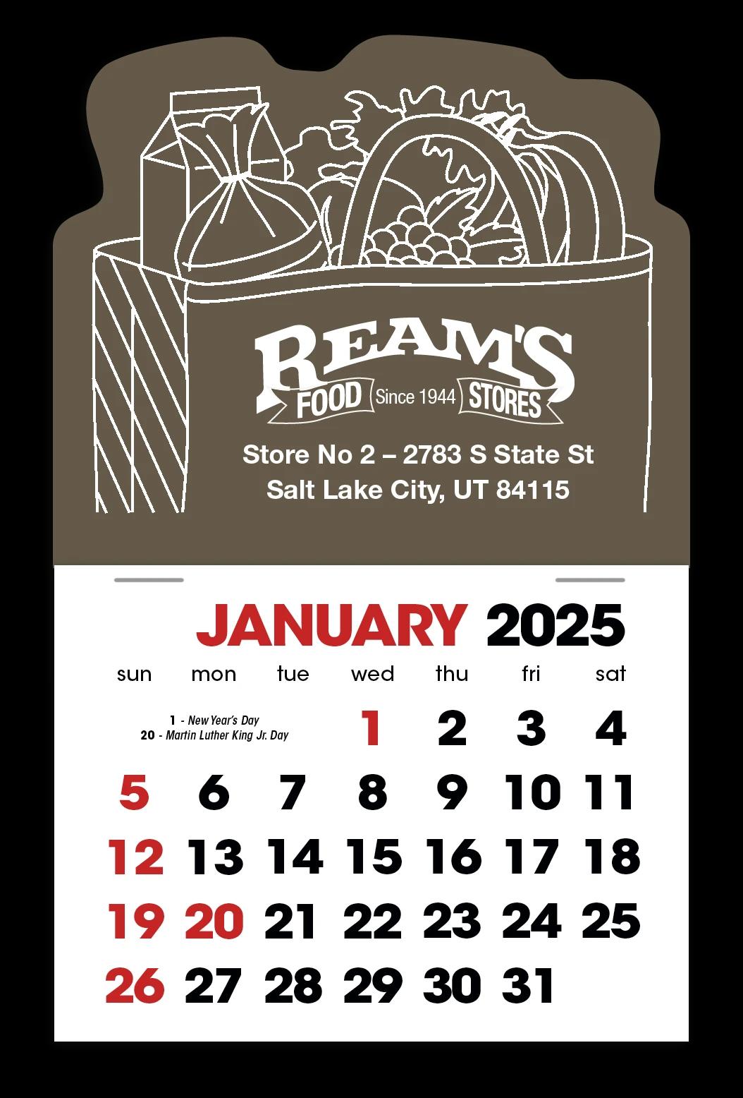 Grocery Bag Stick Up Calendar