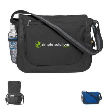 MESSENGER BAG WITH MATCHING STRIPED HANDLE IMPRINTED