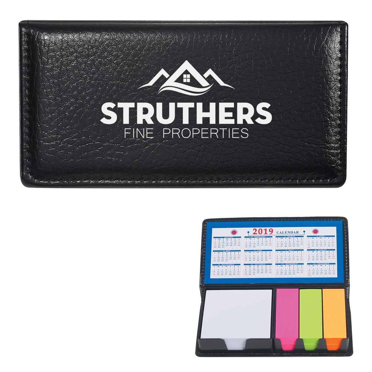 LEATHER LOOK CASE OF STICKY NOTES WITH CALENDAR