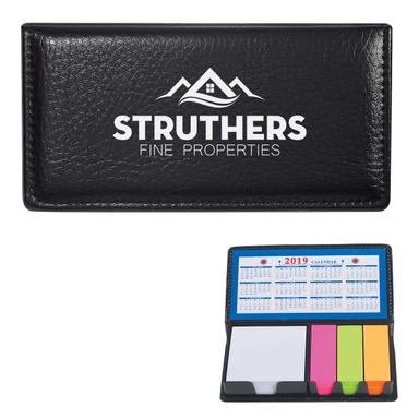 LEATHER LOOK CASE OF STICKY NOTES WITH CALENDAR