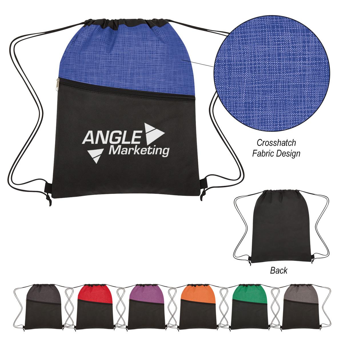 CROSSHATCH TWO-TONE NON-WOVEN DRAWSTRING BAG