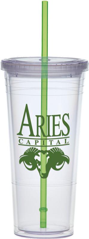 24 oz. Carnival Cup Collection w/ Green Straw