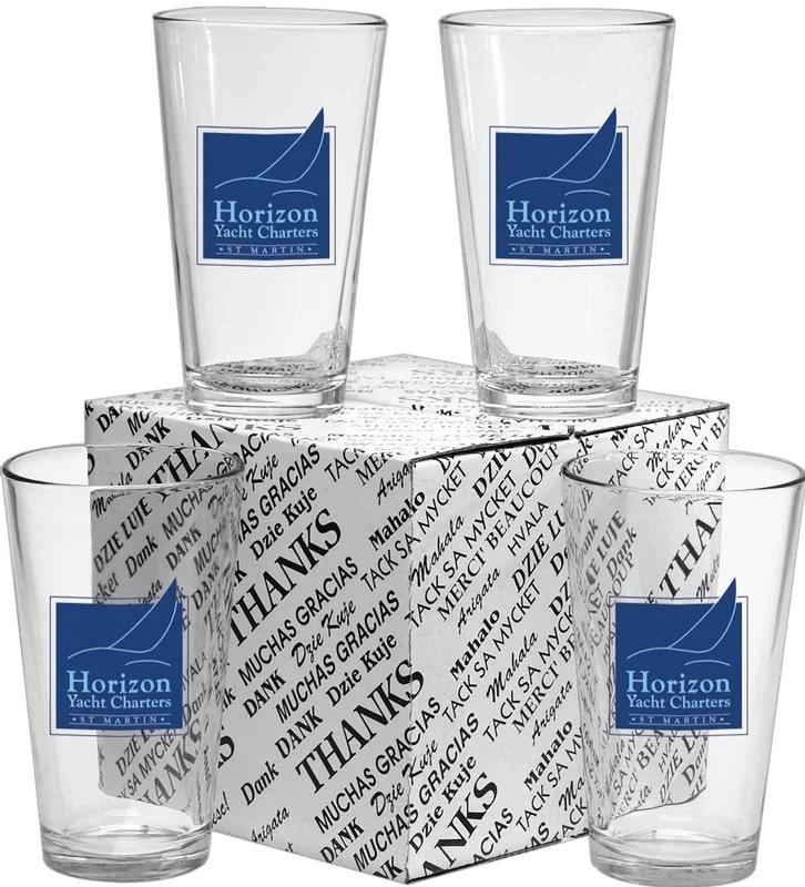 16 oz. Mixing Glass Thank You Set