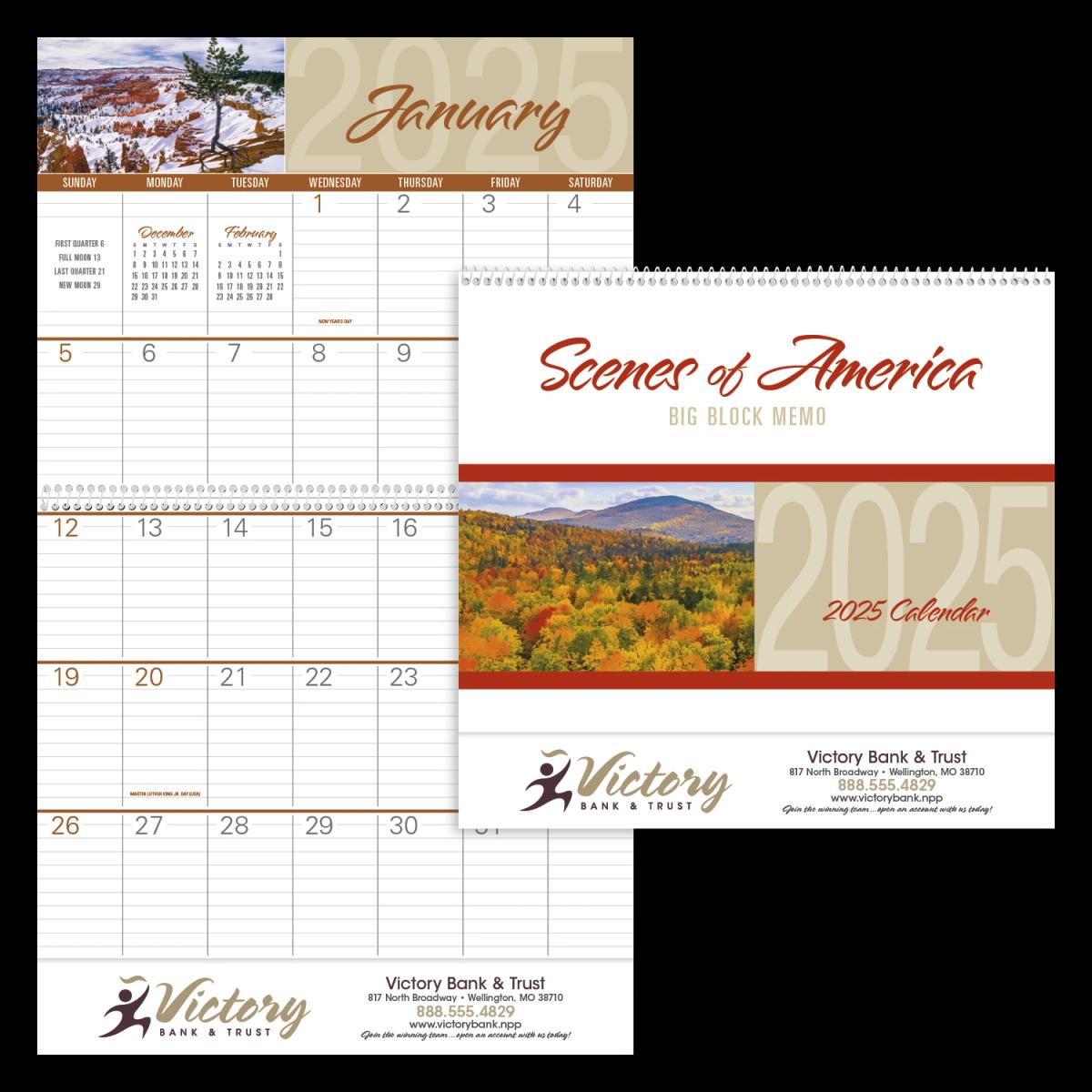 Scenes of America Big Block Memo Calendar